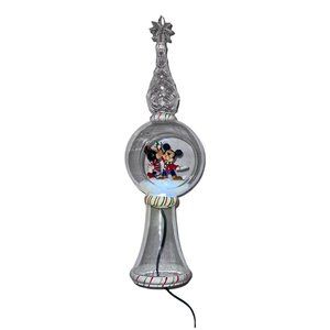 Rare Walt Disney Store Mickey Minnie 11" Lighted Clear Glass Tree Topper HTF